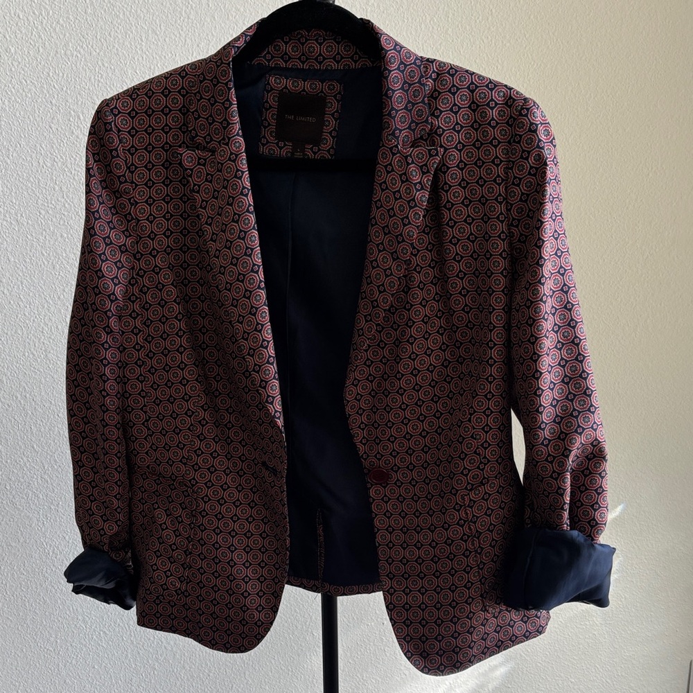 The Limited Navy and Red Patterned Blazer